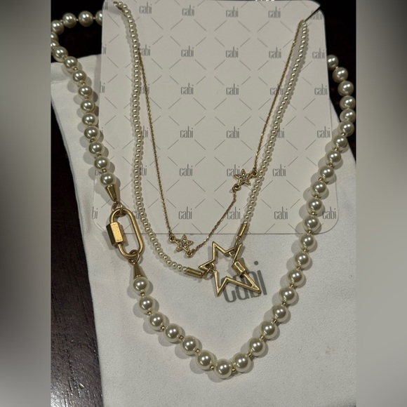 CAbi Jewelry - CAbi Gold and White Pearl Super Star Necklace and earrings
Style 6266